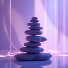 Obraz premium Pebble Art: Captivating Shadows and Holographic Reflections