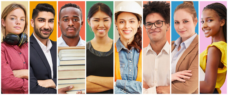 Portrait Ausschnitte junger Menschen in Beruf und Ausbildung