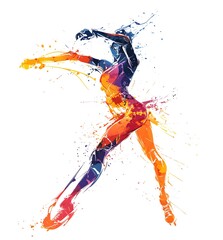 Obraz premium Abstract Hockey Player Splash Art – Vibrant Sports Illustration