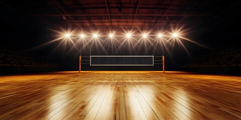 Illuminated Volleyball Court with Spotlights &ndash; Game Night Arena