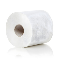 Fototapeta premium A roll of toilet paper isolated on white background