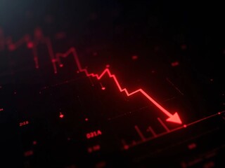 Obraz premium A futuristic stock market chart glowing in red