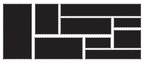 Post stamp frame outline icon. postage stamp vector on a background, vector illustration, postage stamp border set vectors, blank postage stamp in flat design. Postage perforated templates collection.