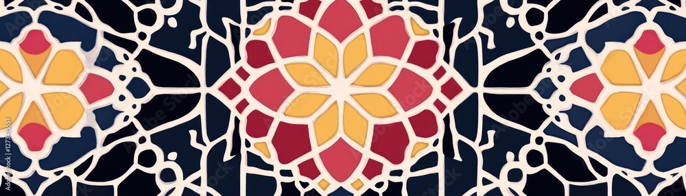 Aufkleber abstract floral design with geometric patterns and vivid colors