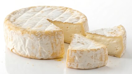 Cheese Wheel, Slices, White Background