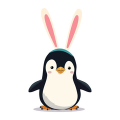 Cute penguin wearing bunny ears