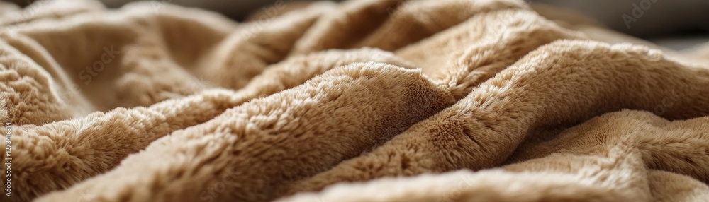 Poster wrinkled brown faux fur material creating soft texture