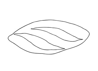 Vector Bread and bakery. Graphic ink loaf food, whole grain bread, ciabatta, brown homemade, baguette. Bun illustration isolated on background. Hand drawn line sketch. For designers, prints, logo