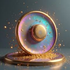 Vibrant Pop Art: Holographic Futurism on Polished Metal Disk