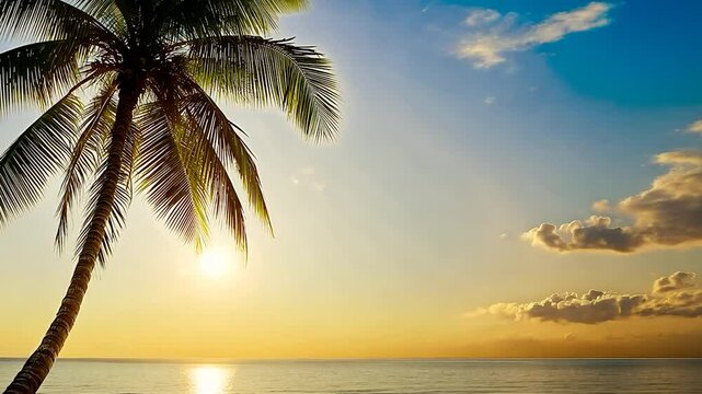 sunset beach palm tree tropical sea sky ocean sunrise island sun silhouette nature summer landscape travel water paradise hawaii coast palms vacation evening vector trees
