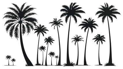 Escape to Tropical Serenity: Stunning Collection of Elegant Black Palm Tree Silhouettes in Monochrome
