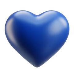 blue heart 3d render icon isolated on transparent white background, clipping path