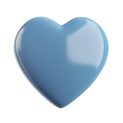 blue heart 3d render icon isolated on transparent white background, clipping path