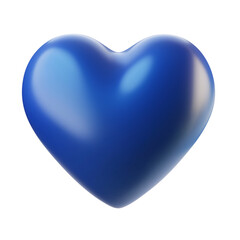 blue heart 3d render icon isolated on transparent white background, clipping path