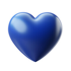 blue heart 3d render icon isolated on transparent white background, clipping path