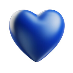 blue heart 3d render icon isolated on transparent white background, clipping path