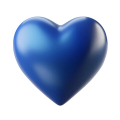 blue heart 3d render icon isolated on transparent white background, clipping path