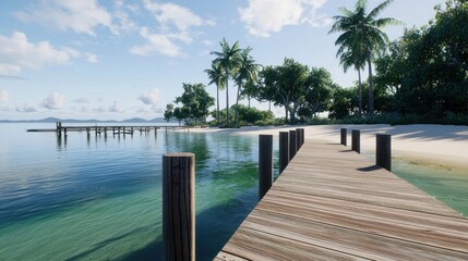 Fototapeta premium Tropical Beach Pier at Sunset