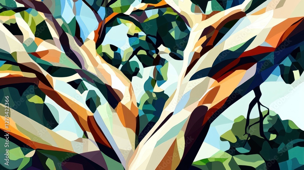 Poster Abstract tree art with visible branches and foliage