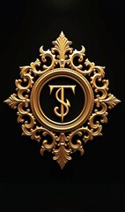 Elegant golden monogram with intricate ornamental design, perfect for luxury branding, fashion, and exclusive products.