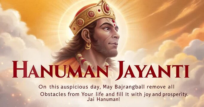 hanuman jayanti with light effect and quotes.