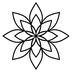 Hand-Drawn Canna Mandala in Line Art