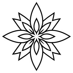 Hand-Drawn Canna Mandala in Line Art