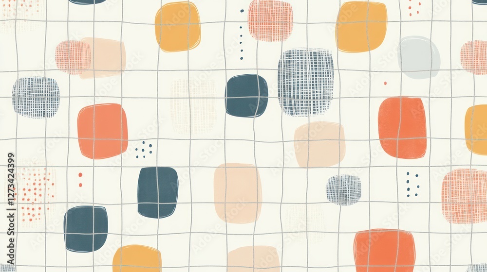 Poster Abstract Grid Pattern with Organic Shapes and Textures
