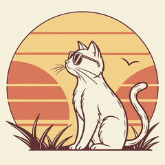 Stay Wild and Chill: Stylish Animal-Wearing Sunglasses Against a Cool Sunset Background
