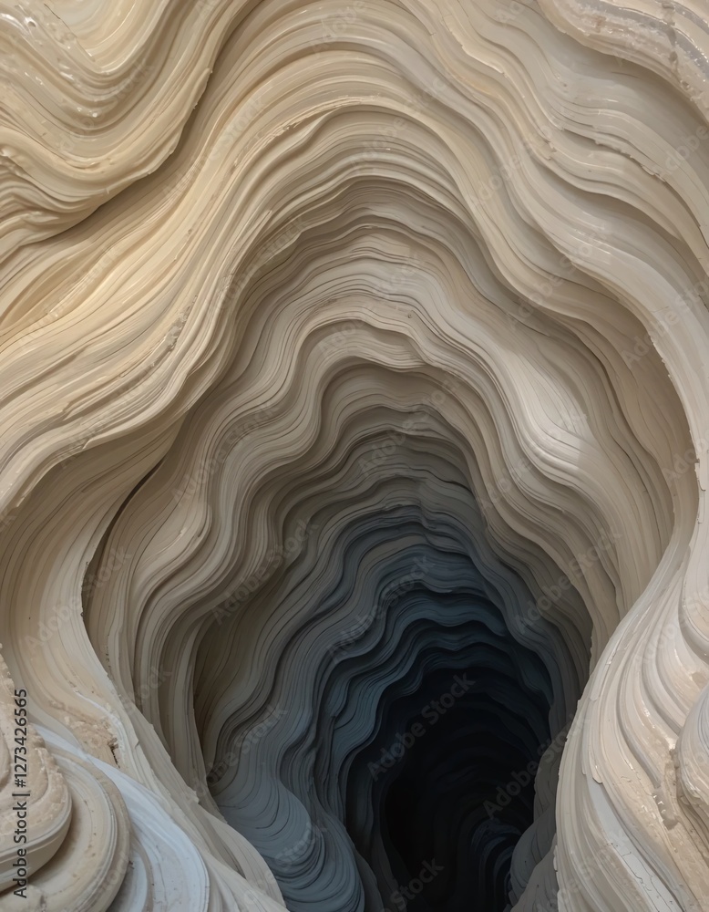 Aufkleber swirling cavern. beige and cream layers create fluidity. smooth walls ascend into depth. undulating 