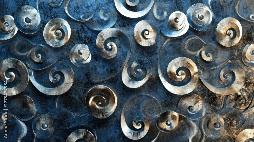 Poster abstract metallic swirls background design