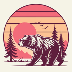 Stay Wild and Chill: Stylish Animal-Wearing Sunglasses Against a Cool Sunset Background
