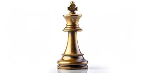 Golden Chess King Piece on White Background