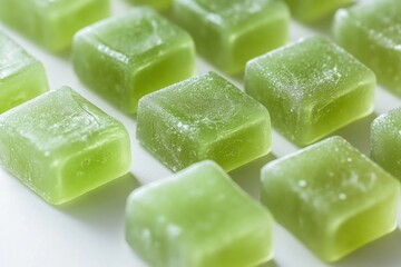 A cluster of transparent ice cubes photographed from above
