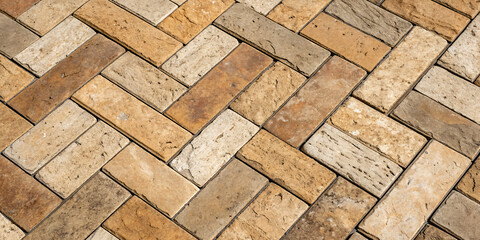Abstract pattern of interlocking stone tiles in earthy tones