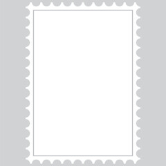 Vintage blank postage stamps isolated on white background. Collection perforated paper mark. Flat design. Vector illustration. Post stamp frame outline icon.  White postage stamp icon vector set.
