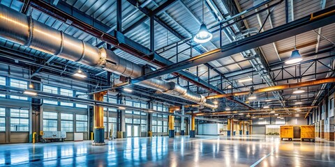 Industrial Warehouse Interior: Electrical Heating & Lighting Systems