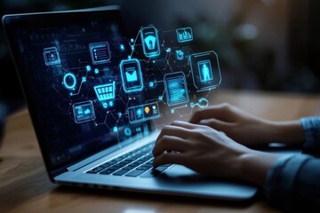 Businessperson Doing Online Shopping On Laptop, 