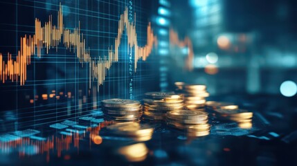 Stock market earnings financial growth through investments profits coins and market analysis insights