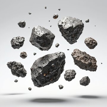 Floating Meteorites, Space Rocks, Asteroid Field