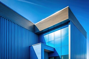 Minimalist Blue Architectural Facade Stock Photo - Modern Building Exterior Design