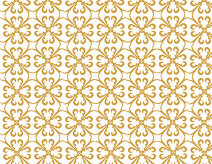 Golden Blooms: Elegant Floral Pattern - obrazy, fototapety, plakaty