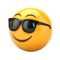 A yellow emoji wearing dark sunglasses and a slight grin, conveying confidence and cool composure