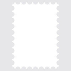 Vintage blank postage stamps isolated on white background. Collection perforated paper mark. Flat design. Vector illustration. Post stamp frame outline icon.  White postage stamp icon vector set.