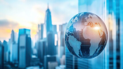 Global financial system glass globe representing international trade economy investment and commerce