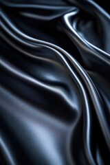 A close-up shot of black satin fabric with its texture and sheen visible