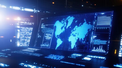 Data visualization dashboard displaying global insights digital environment infographic content high-tech viewpoint analytical concept