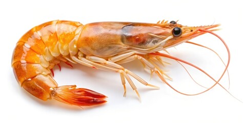 Single Shrimp on White Background