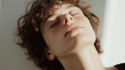 Fototapeta premium Withdrawal symptoms cause fatigue. A person slumped in exhaustion, eyes barely open