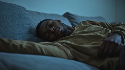 Withdrawal symptoms cause fatigue. A person slumped on a couch, eyes closed in exhaustion
